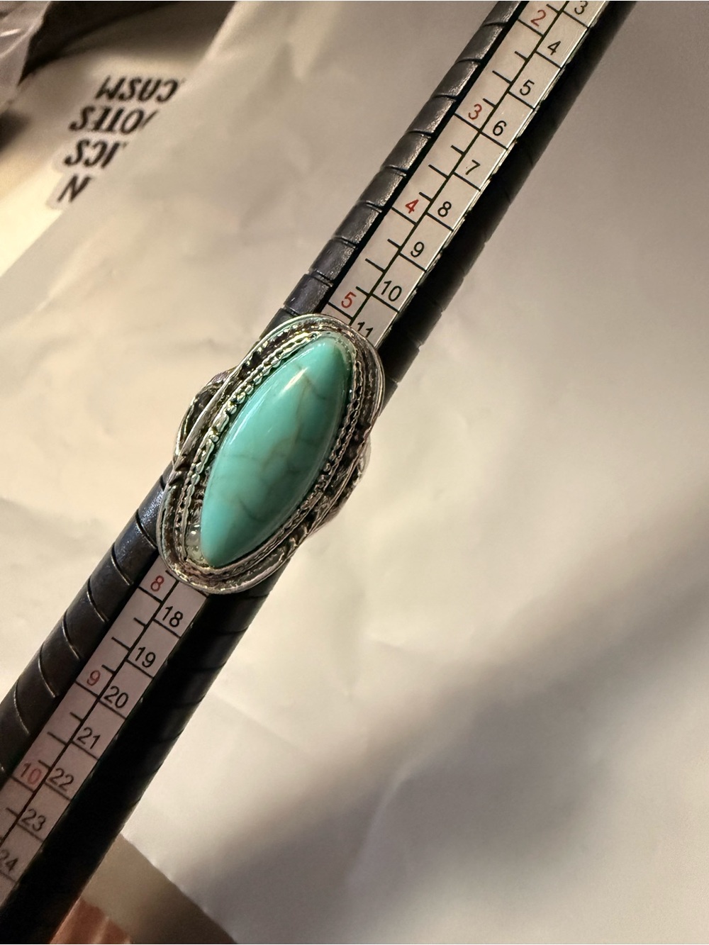 Silver Ring with Turquoise Stone - Elegant Women's Jewelry Size 6.5